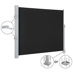 Yescom 120x63 Retractable Side Awning Deck Patio Outdoor Water Repellent Screen Privacy Divider Backyard Wind Fence